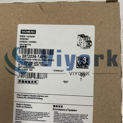 Siemens 3RT2036-1AP60 CONTACTOR S2 50 AMP 240 VAC 1NO/1NC NEW